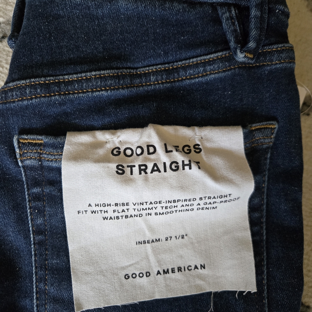 Good American Dark Indigo High-Rise Straight Jeans